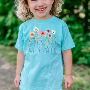 (SHORT)  Wildflower Front Design Short Sleeve Kids Tee