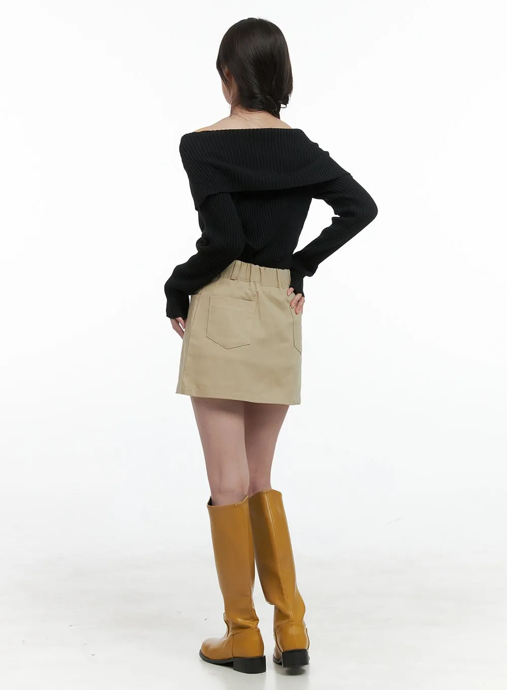 Solid Cotton Mini Skirt OG409