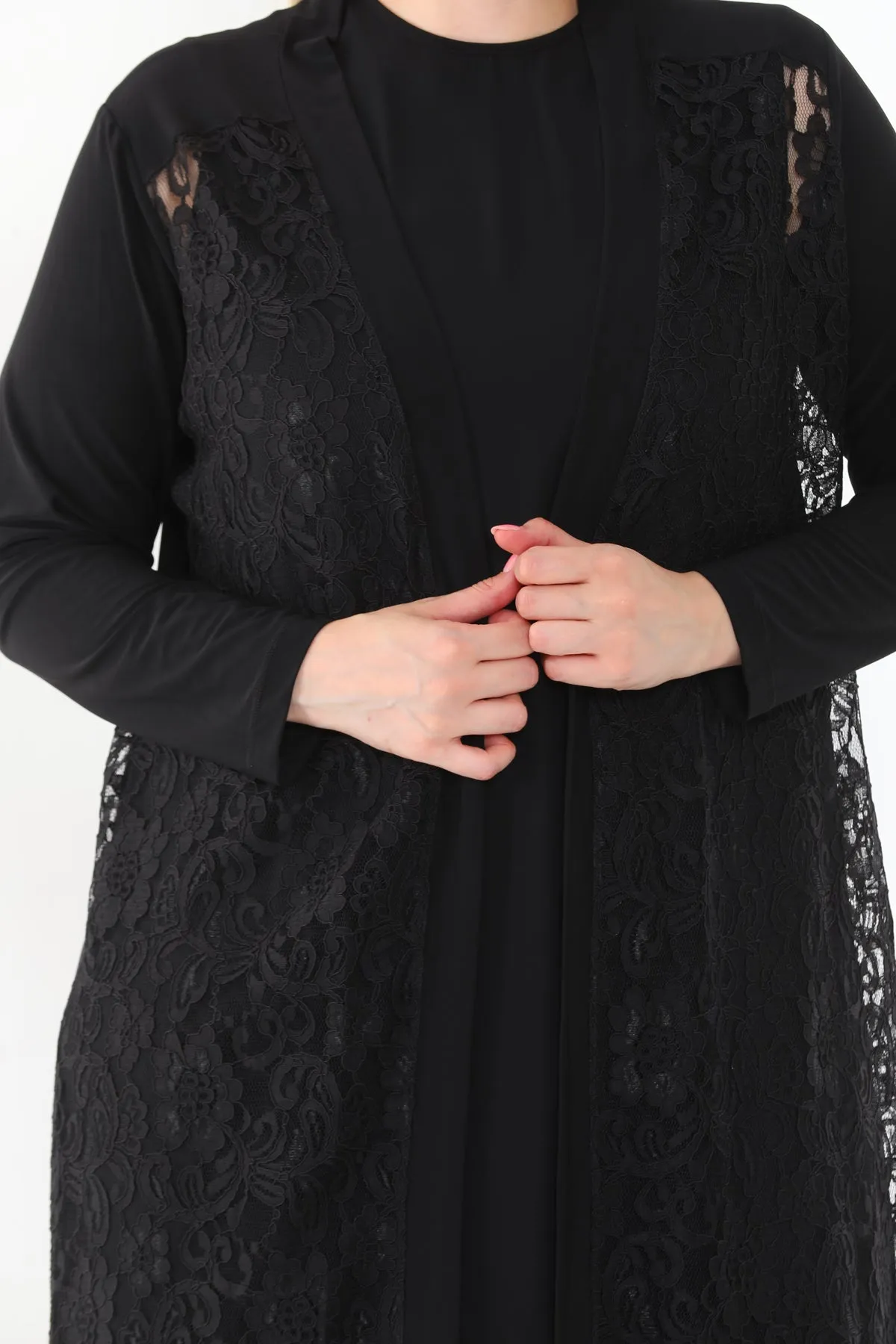 SR Lace Dtld Cardigan Black