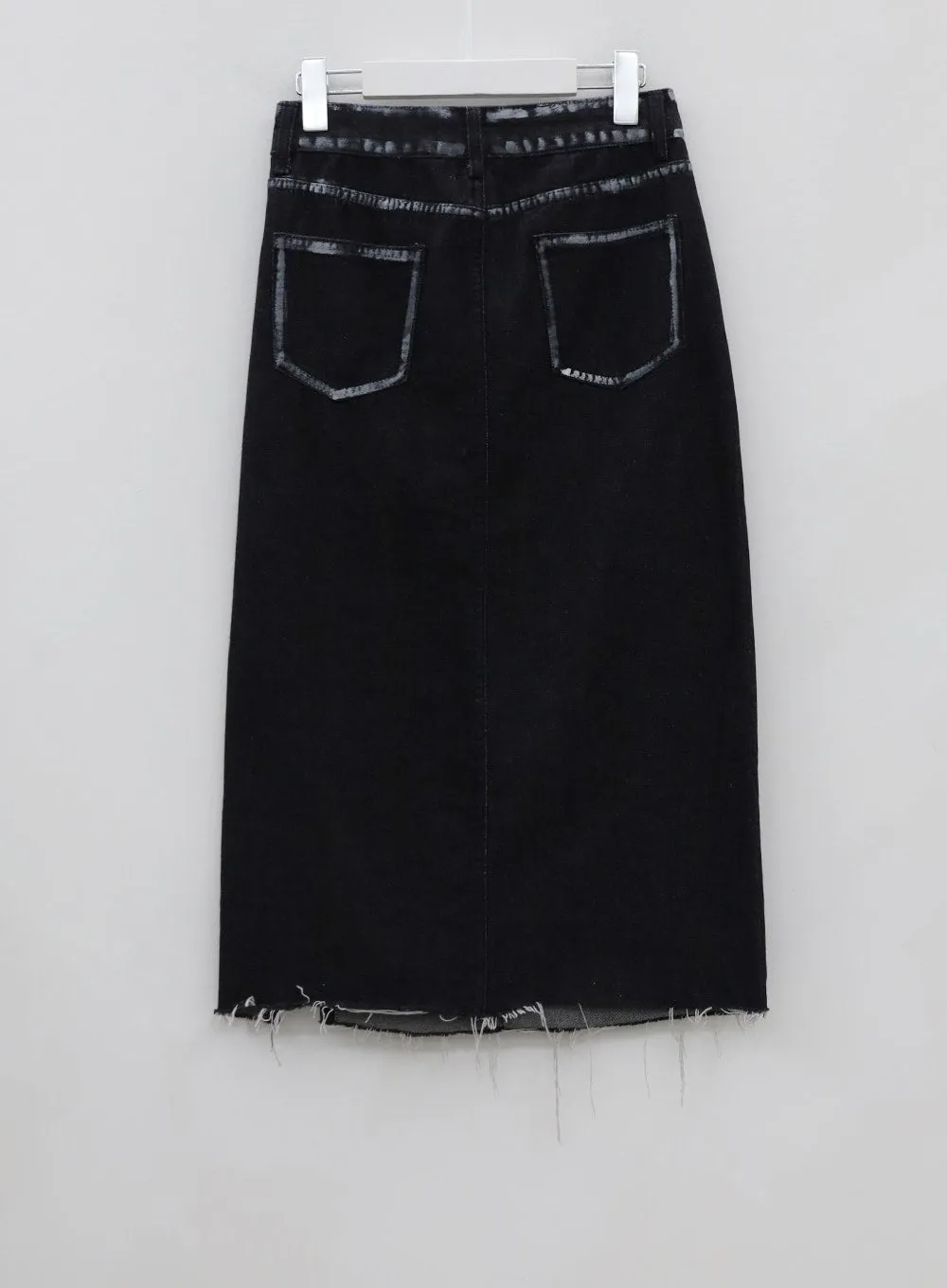 Stitch Detail Slit Denim Midi Skirt CU5