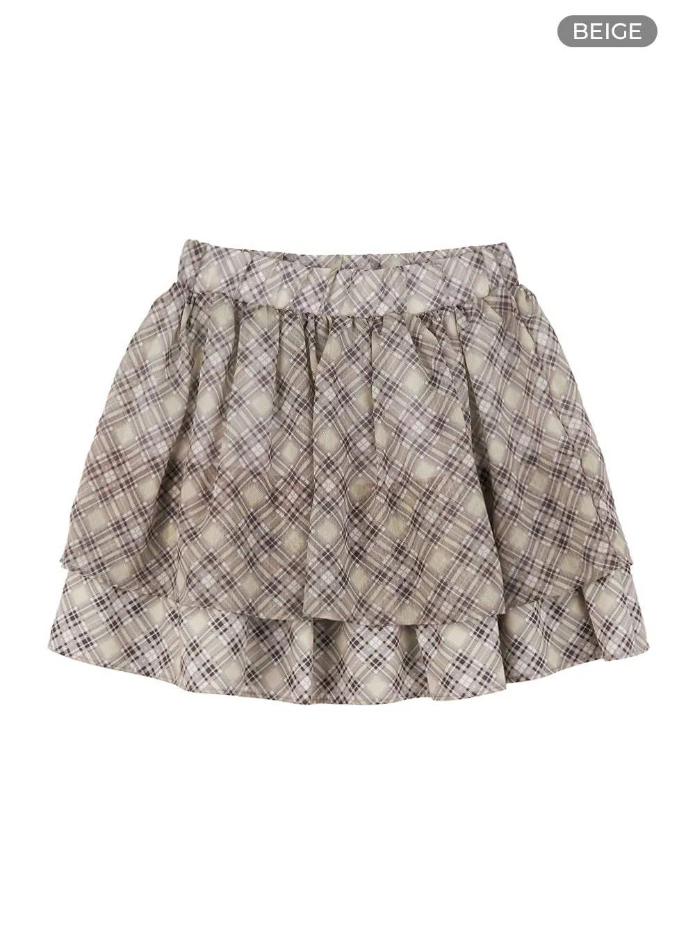 Tiered Check Mini Skirt OS423