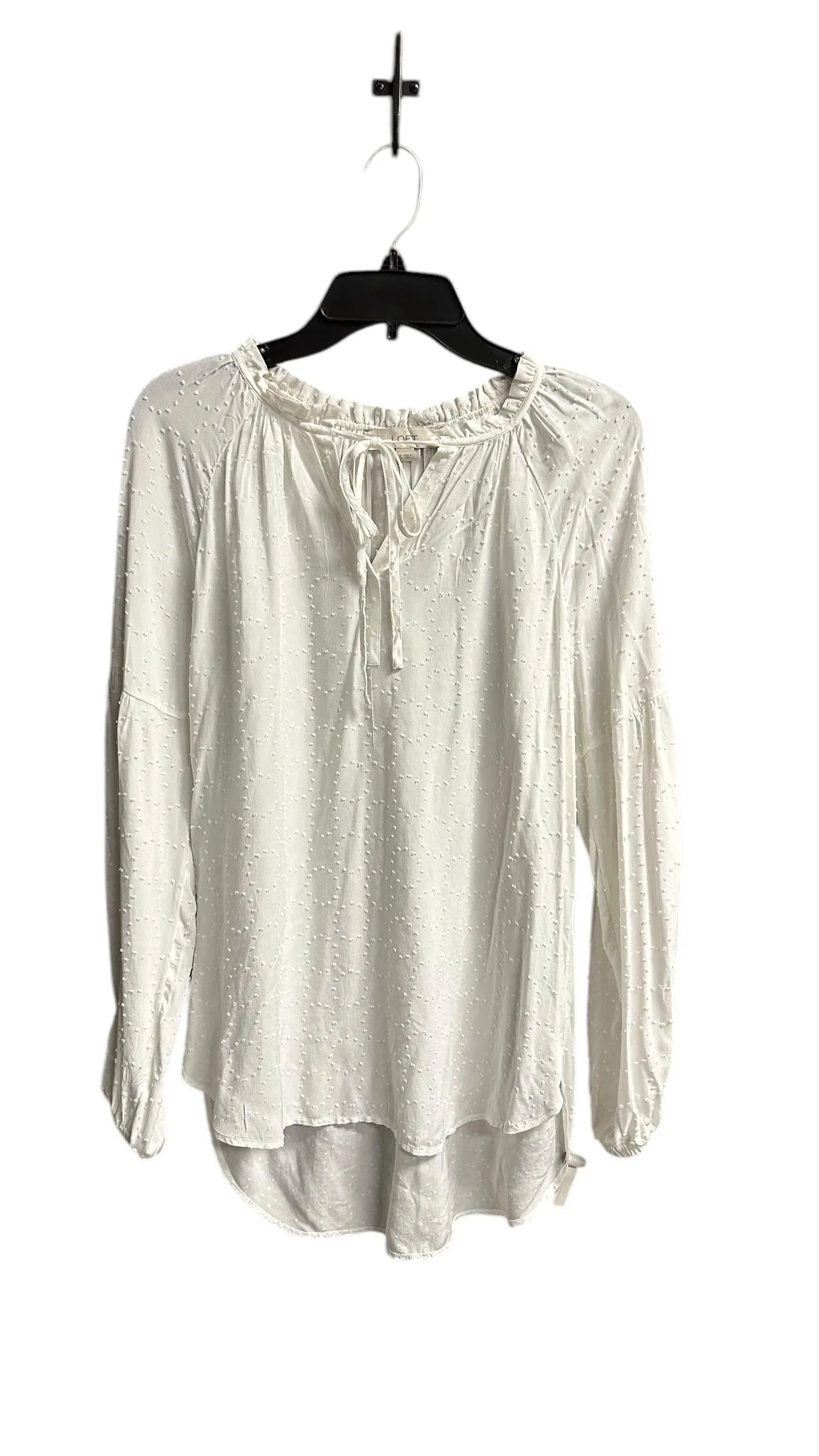 Top Long Sleeve By Loft In White, Size: S