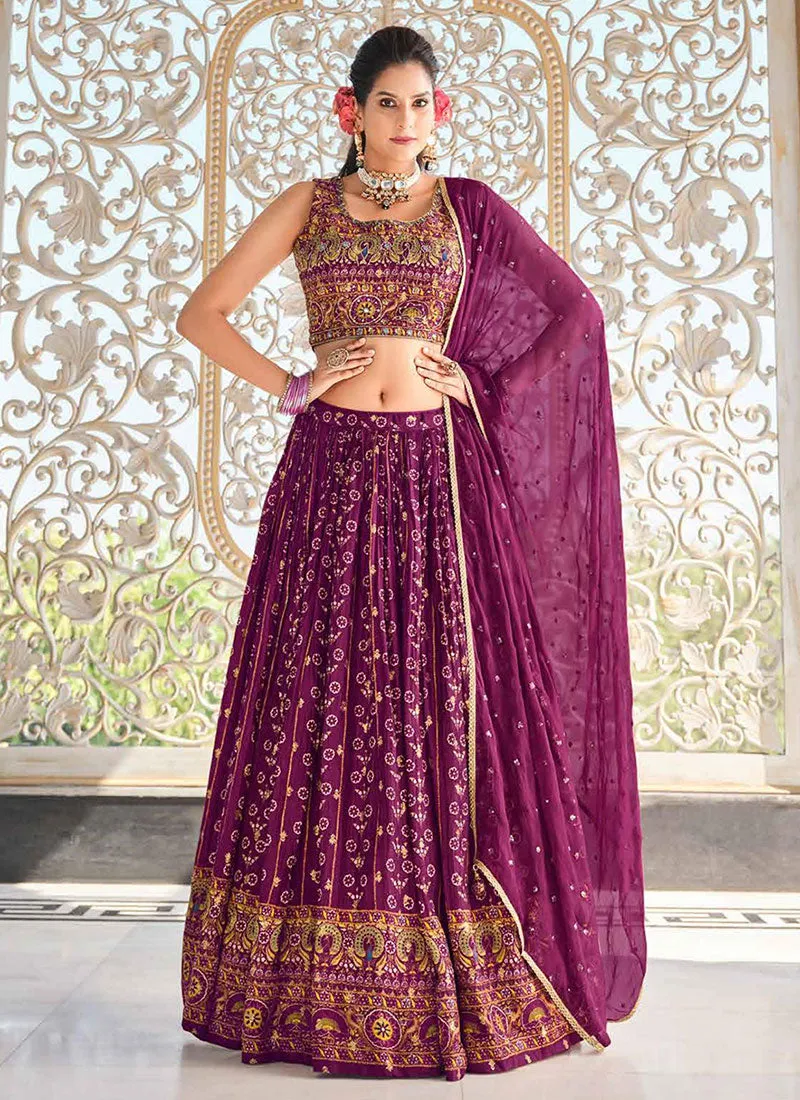 Wine Digital Printed Lehenga Choli And Dupatta