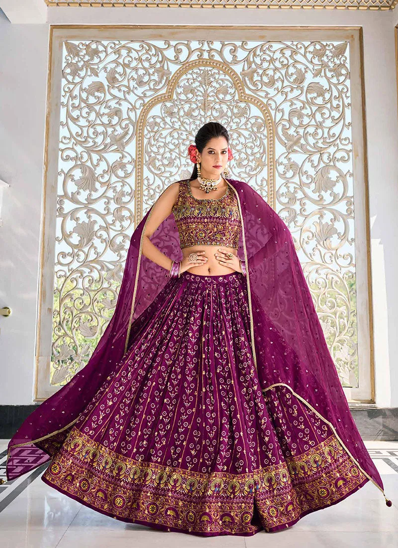 Wine Digital Printed Lehenga Choli And Dupatta