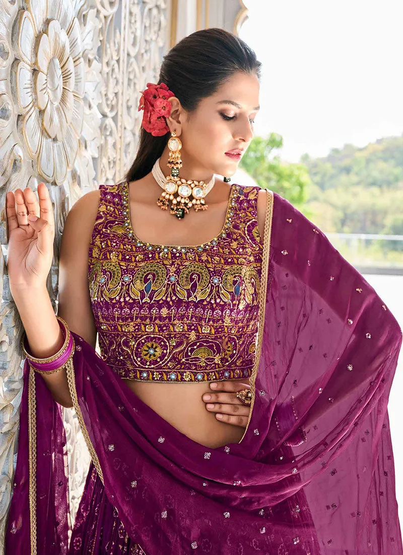 Wine Digital Printed Lehenga Choli And Dupatta