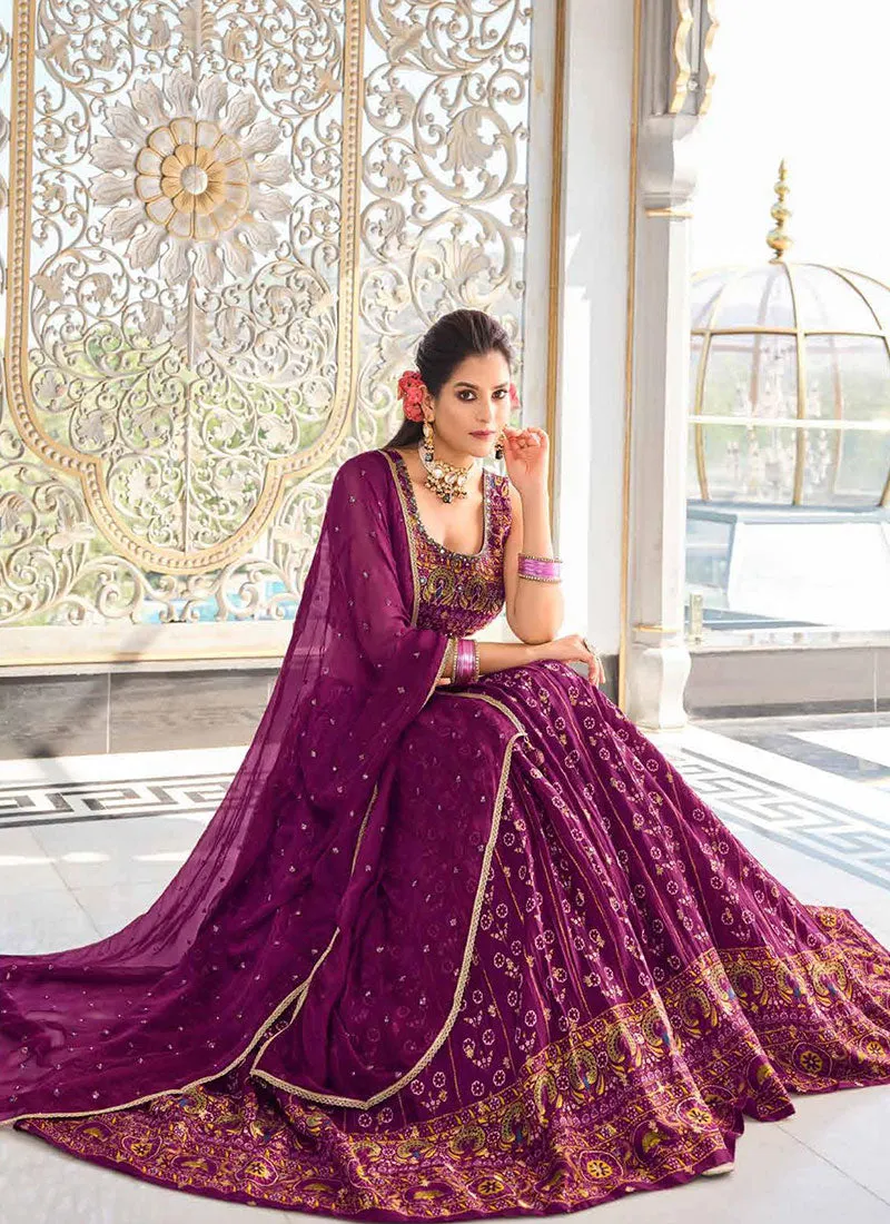 Wine Digital Printed Lehenga Choli And Dupatta