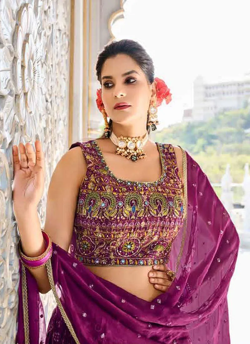 Wine Digital Printed Lehenga Choli And Dupatta