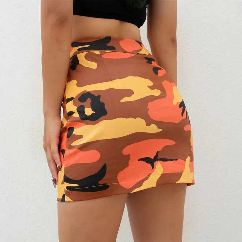 Zip-Front Camo Skirt